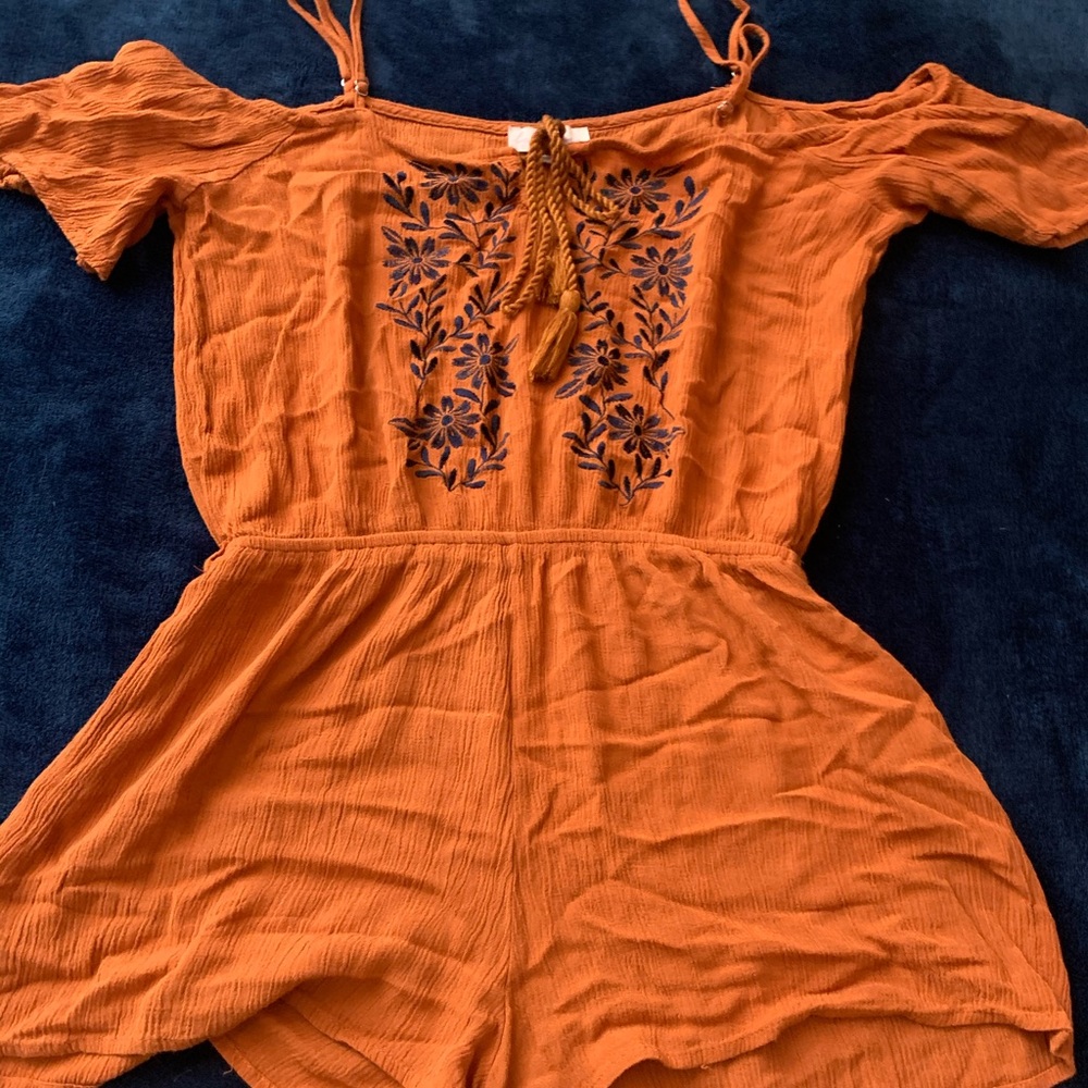 Orange floral romper